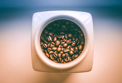 High angle view of coffee in cup