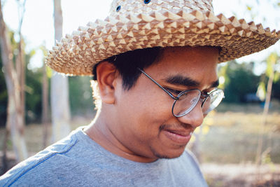 Portrait of man wearing hat