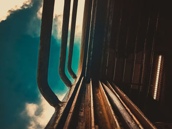 Low angle view of window against sky