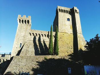 Low angle view of castle against clear sky