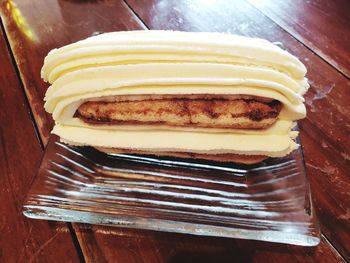 High angle view of cake on table