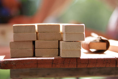 Close-up of stack of wood