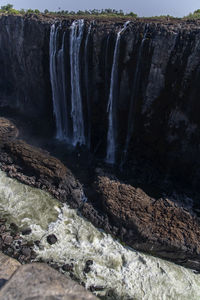 Scenic view of waterfall