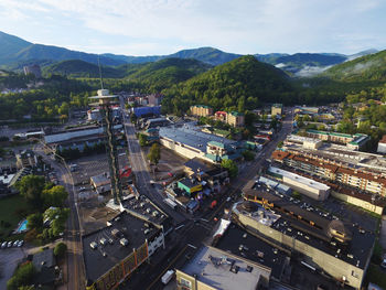 High angle view of townscape against sky