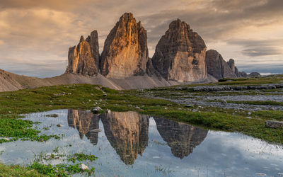 Panoramic view of rock formations against sky