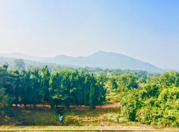 Scenic view of mountains against clear sky