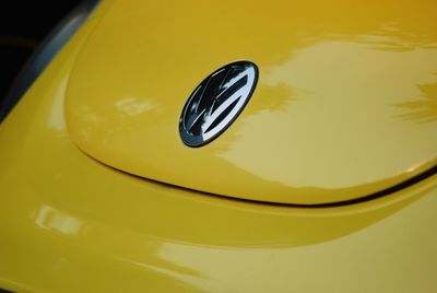 Close-up of yellow car