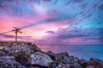 Scenic view of sea against cloudy sky