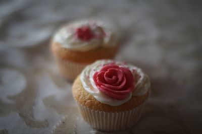 Close-up of cupcakes on table