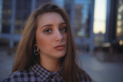 Close-up portrait of a beautiful young woman