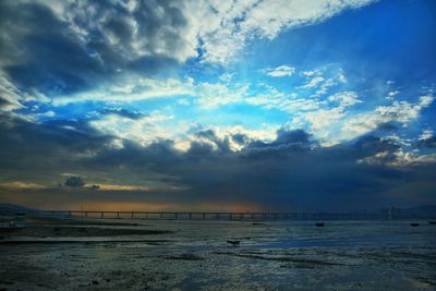 View of calm sea at sunset