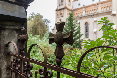 Panoramic view of cemetery and buildings