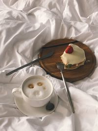 High angle view of breakfast on table