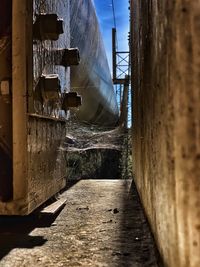 Narrow alley along walls