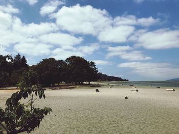 Scenic view of beach against sky