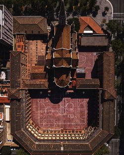 High angle view of temple outside building