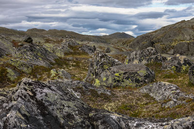 Scenic view of rocky mountains against sky