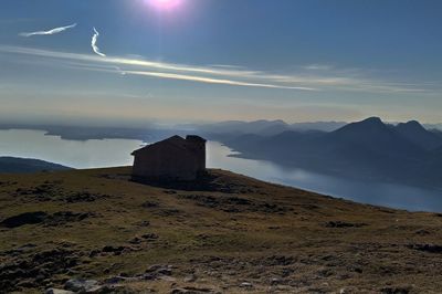 Scenic view from mount baldo toward gardalake