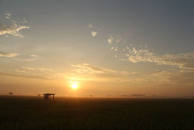 Scenic view of field against sky during sunset