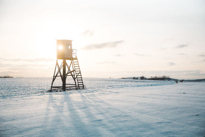 Scenic view of sea against sky during winter