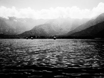 View of lake against cloudy sky