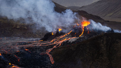 Panoramic view of volcanic mountain