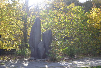 View of sculpture on footpath