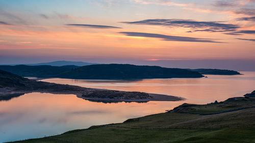 Sunset at torrisdale bay on the north coast of scotland near the village of bettyhill