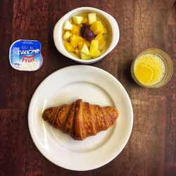 Close-up of breakfast served on table