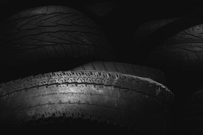 High angle view of tire tracks in car