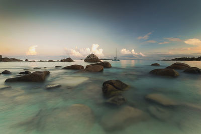 Beautiful view of anze lazio beach in praslin, seychelles