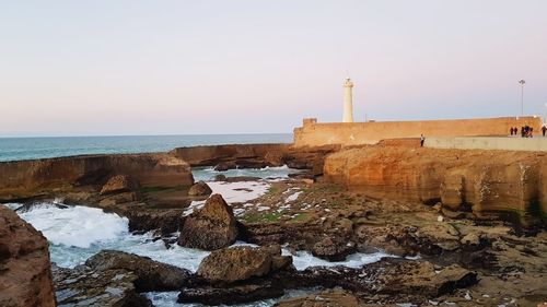 Scenic view of sea against clear sky