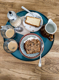 High angle view of food on table