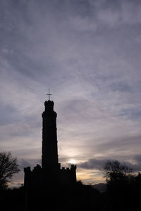 Silhouette of building against cloudy sky