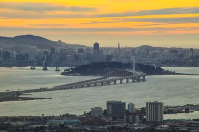 View of city at sunset