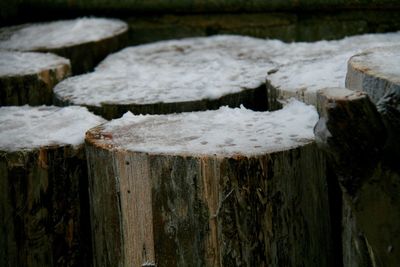 Close-up of frozen water