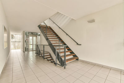 High angle view of woman standing in building