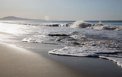 Scenic view of sea against clear sky