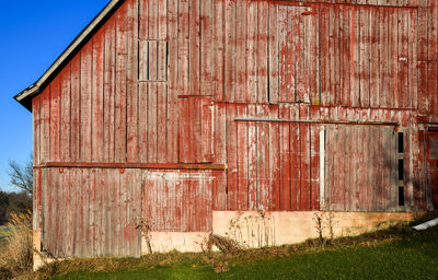 Weathered wood barn wall in farm country