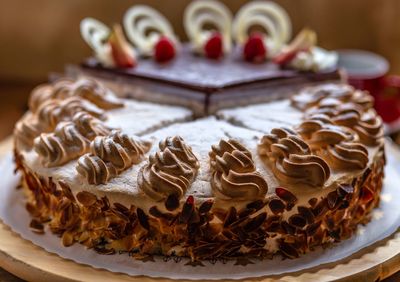 Close-up of cake on table