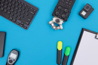 High angle view of laptop on table