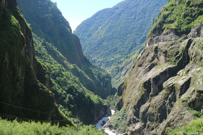 Scenic view of mountains against clear sky