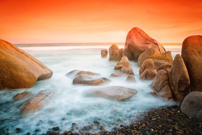 Scenic view of sea at sunset