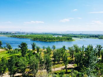 Scenic view of lake against sky