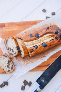 High angle view of cake on plate