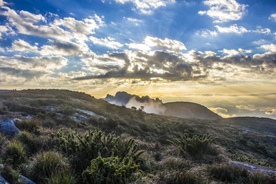 Scenic view of landscape against sky during sunset