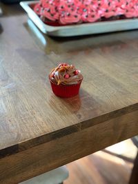 Close-up of cupcake on table