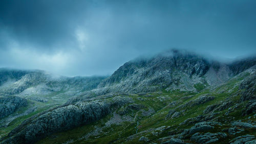 Scenic view of mountains against sky