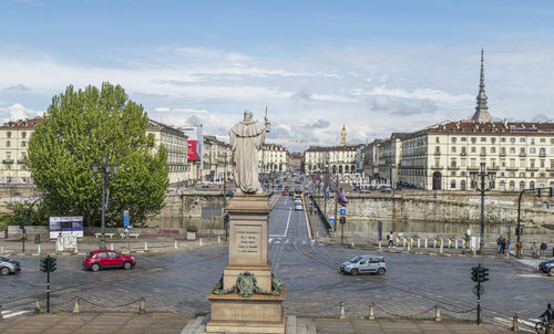 The vittorio veneto square and the vittorio emanuele brigde in turin