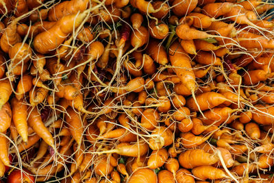 Full frame shot of carrots for sale at market